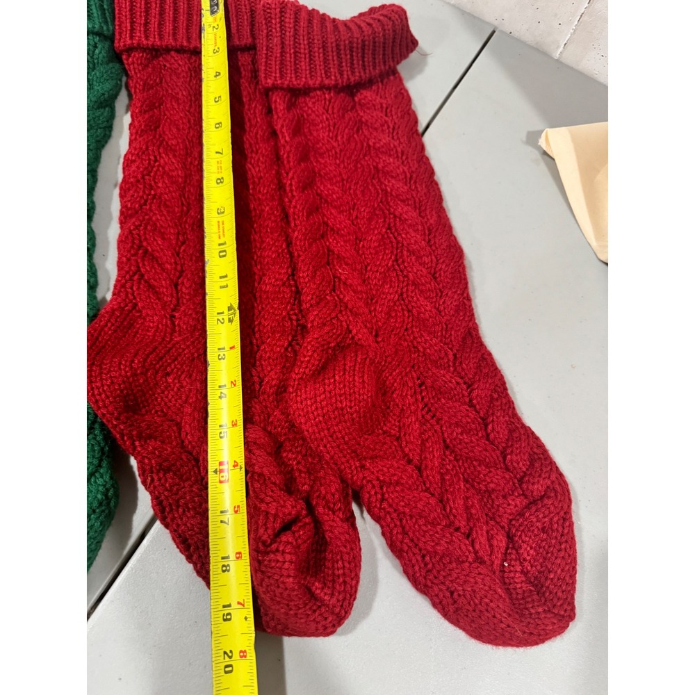 Red Cableβ Knit Christmas Stockings Set of 2 Chunky Knit Holiday Decor 19 inch